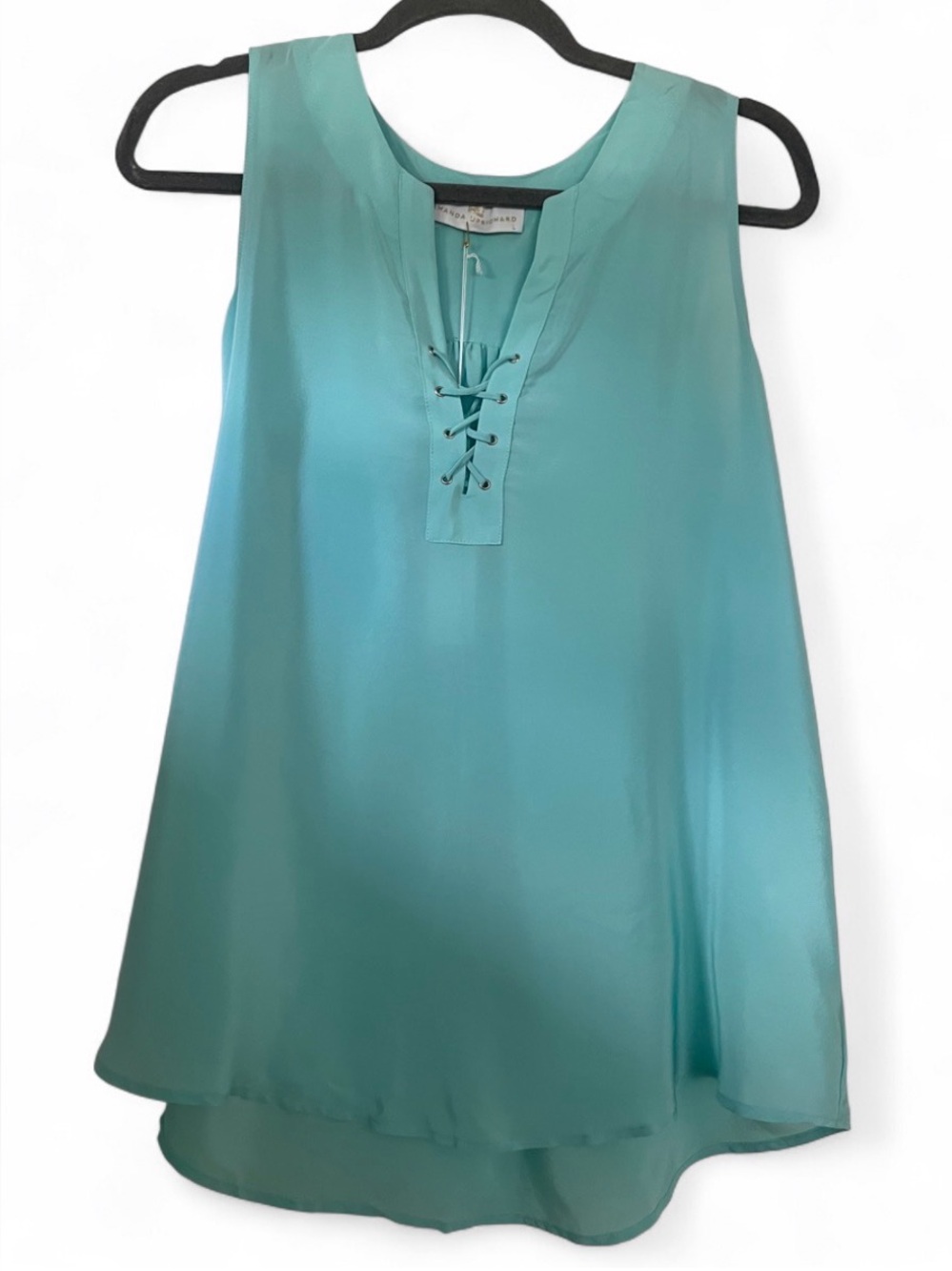 NWT Amanda Uprichard Michaela Wave Lace Up Tank Top Womens Size Large